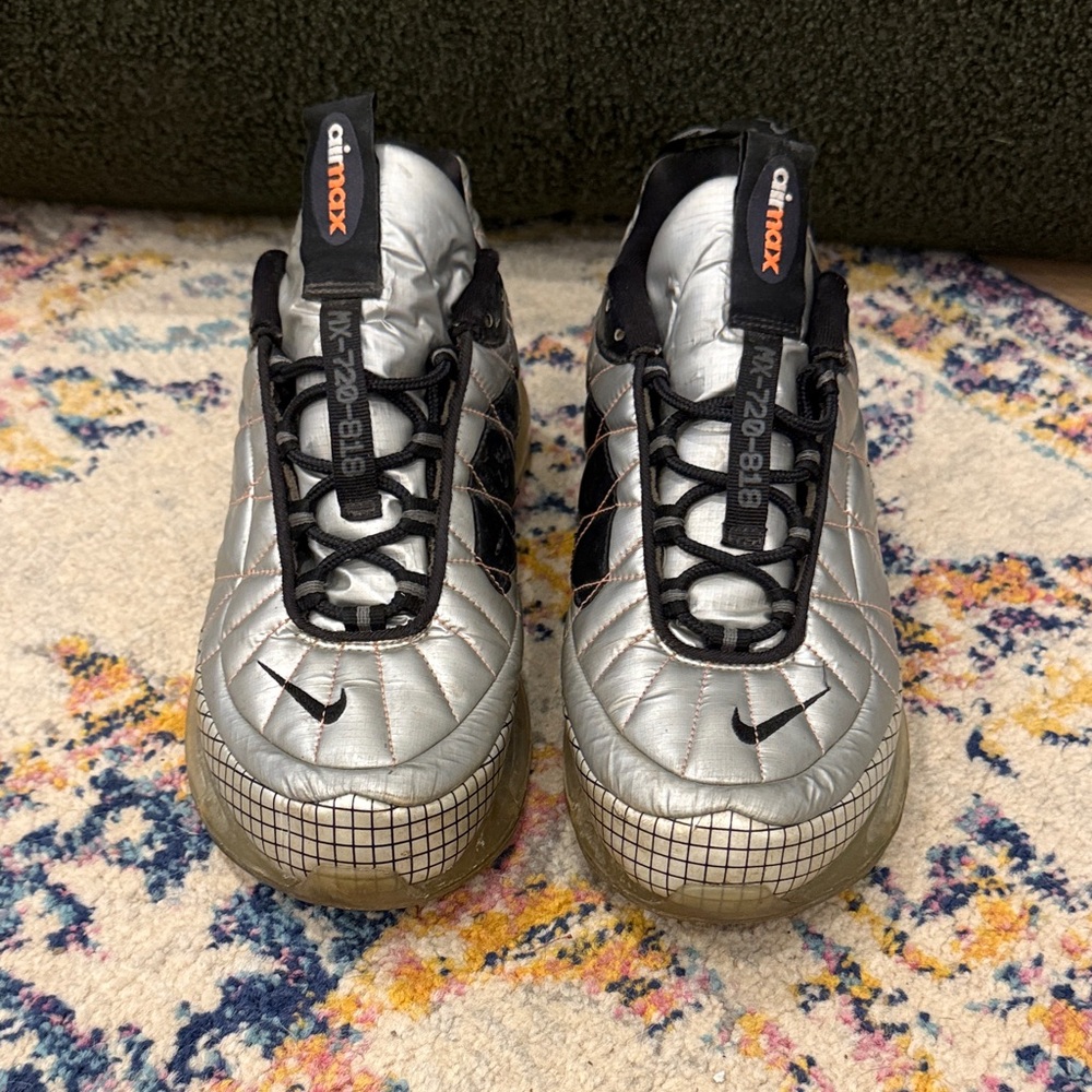 Nike Silver Quilted Air Max Sneakers with Black Trim